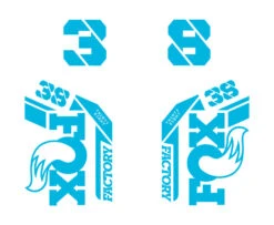 Fox Racing Shox 38 Factory Die Cut Decal Kit - Gloss Finish -Rush Riders 21 Fox 38 Factory Die Cut light blue