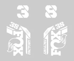 Fox Racing Shox 38 Factory Die Cut Decal Kit - Gloss Finish -Rush Riders 21 Fox 38 Factory Die Cut white