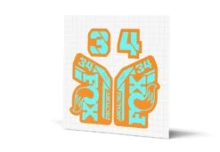 Fox Racing Shox 34 Factory Gloss Decals - Orange Lowers -Rush Riders 34 OrangeLower LtBlue