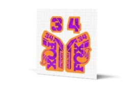 Fox Racing Shox 34 Factory Gloss Decals - Orange Lowers -Rush Riders 34 OrangeLower Topo Purple